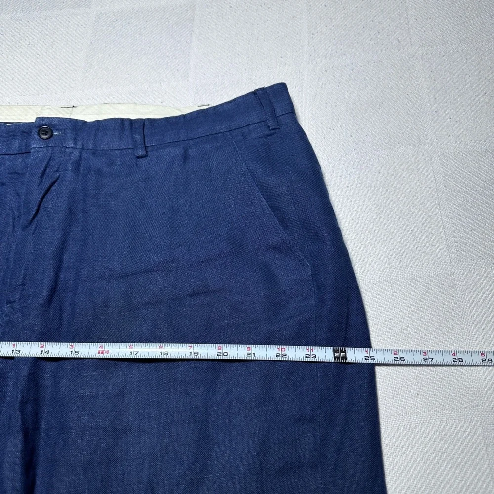 Polo Ralph Lauren Dress Pants 38x27 100% Linen Relaxed Straight Navy Chino Pants